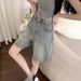 Women's Clothing Denim Shorts Trendy And Versatile Summer Thin New Style High Waist Loose Straight Slimming Shorts_mkmklike.com