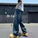 Men's Clothing Men's Curved Jeans High Street Trendy Loose Fitting Straight Leg Wide Leg Casual Pants For Spring And Autumn_mkmklike.com