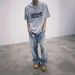 American Heavyweight Blue Bull King Vintage Washed Distressed A-Line Loose Straight Jeans Cleanfit Men's Clothing Denim_mkmklike.com