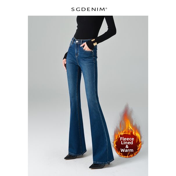 Women's High Waist Stretch Flared Jeans - Slim Fit, Butt Lifting, Retro Style (Regular & Long Length, Fleece Lined Options Available)_mkmklike.com