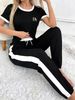 Women's Printed Short-Sleeve Top & Drawstring Pants Set - Stylish Summer Loungewear-D_mkmklike.com
