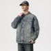 Men's Clothing Retro Washed Denim Jacket Handsome Stand Collar Casual Jacket_mkmklike.com