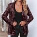 Women's Clothing new commuter style cardigan lapel long sleeved sequined casual suit_mkmklike.com