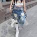 Summer Gradient Washed Vintage Denim Shorts High Street Design Wide-Leg Scimitar Pants Trendy Versatile Stretch_mkmklike.com