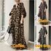 Women's clothing Temperament leopard print dress for women new style printed stand collar puff sleeves fashionable loose casual bohemian long shirt_mkmklike.com