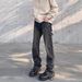 American Style High Street Cleanfit Nostalgic Washed Workwear Breasted Jeans Men's Trendy Straight Leg Slightly Flared_mkmklike.com
