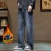 Pulse American Retro Black Gray Jeans For Men, Fleece Lined, Thickened, Straight Loose Fit, Autumn Winter High Street_mkmklike.com