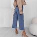 Women's Clothing High-Waisted Slimming Denim Jeans Versatile Solid Color Frayed Straight Leg Cropped Fashion_mkmklike.com
