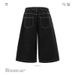 Men's Clothing Retro Fashion Brand Contrast Color Square Scarf Design Denim Shorts Unisex Loose Summer Casual Cropped Pants_mkmklike.com