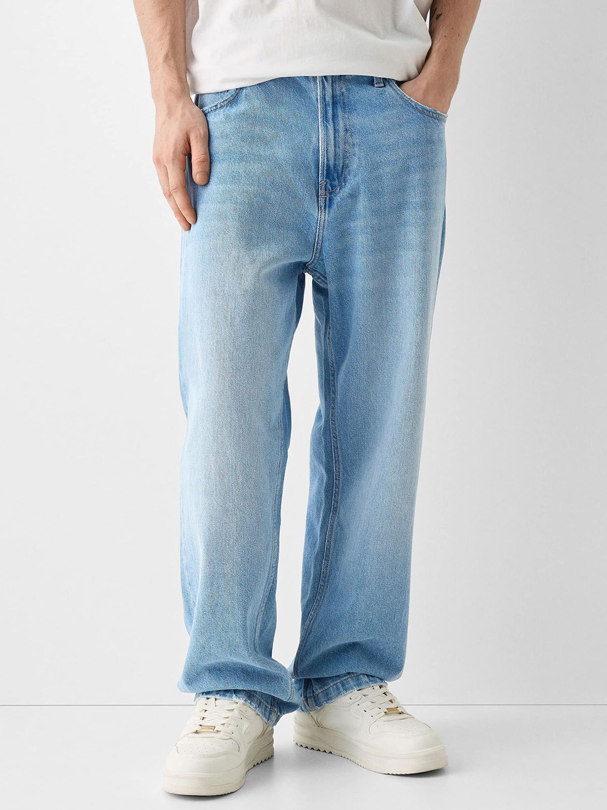 Classic Fashion Straight Leg Jeans Men Four Seasons New Washed Loose Wide Leg Pants Casual And Comfortable Simple Jeans For Men_mkmklike.com