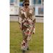 Women's Clothing new long sleeved leisure vacation two piece suit INS loose printed pocket solid suit_mkmklike.com