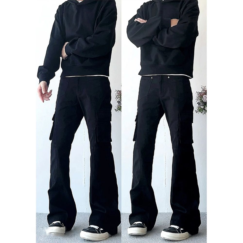 American Style Cleanfit Elastic Multi Pocket Jeans For Men, Vibe Micro Flared Slim Fit And Height Enhancing Casual Work_mkmklike.com