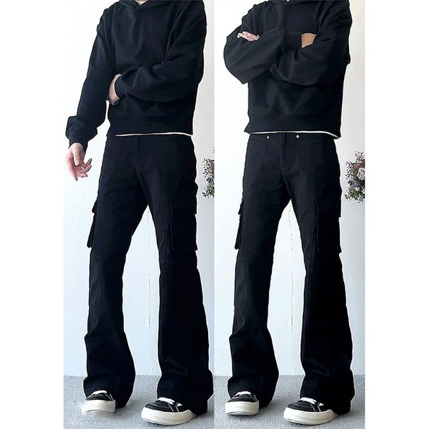 American Style Cleanfit Elastic Multi Pocket Jeans For Men, Vibe Micro Flared Slim Fit And Height Enhancing Casual Work_mkmklike.com