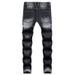 Jeans Street Style Flower Stitched Ripped Straight Tube Denim_mkmklike.com