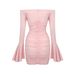 Women's clothing new French design women's trumpet sleeve flower skirt pleated tube top fashion dress_mkmklike.com