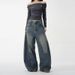 Woven American Retro New Wide-Leg Scimitar Pants Unisex Trendy Brand Versatile Design Loose Cool Casual Jeans_mkmklike.com
