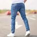 Women's Clothing Men's New Simple Hole Commuter Denim Trousers Slim Fit Slim Feet Trendy Handsome Jeans_mkmklike.com