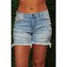 Women's Clothing Ripped Tassel Women's High Stretch Denim Shorts_mkmklike.com