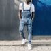 Men's Distressed Overalls - Vintage Washed Denim Bib Overalls With Ripped Details & Adjustable Straps (S-Xxxl, Slim Fit, Retro Streetwear)_mkmklike.com