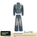 European And American High-end Heavy Industry Retro Fine Flash Diamond-encrusted Shoulder-padded Denim Jacket Men's Jacket And Jeans Set_mkmklike.com