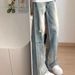 Men's Clothing Men's Style Casual Ripped Jeans Straight Leg Slim Fit Washed Distressed Yellow Mud Dye Fashionable Piled Up Long Pants_mkmklike.com