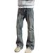 Men's Loose Straight Leg Trendy All Match Trousers Trendy Brand Paint Splash Ink Large Size Straight Jeans_mkmklike.com