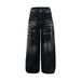 Men’s Vintage Washed Jeans – Relaxed Straight Fit With Lightning Bolt Print (Black/Grey/Khaki/Navy/White)_mkmklike.com