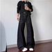Vintage American Raw Denim Jeans For Men – Black Bootcut Staple With Classic Stitching (S-XXXL, Mid-Rise, Polyester Blend)_mkmklike.com