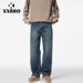 Men's Clothing Retro Cleanfit Straight Leg Jeans Loose Casual Trousers Classic Straight Leg Jeans - Vintage Washed Denim Pants For Cleanfit Style_mkmklike.com