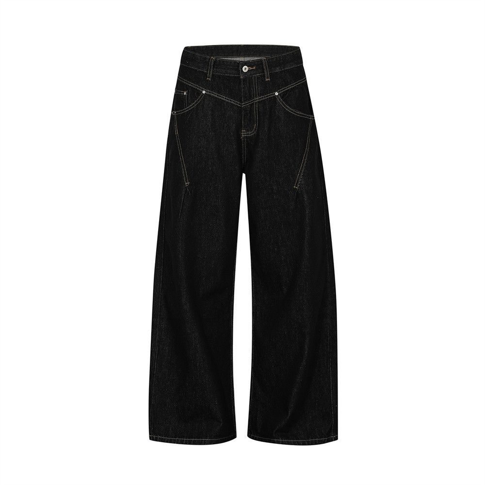 American High Street Denim Casual Men's Trendy Three-Dimensional Deconstructed Stitching Design Sense Pockets Loose_mkmklike.com