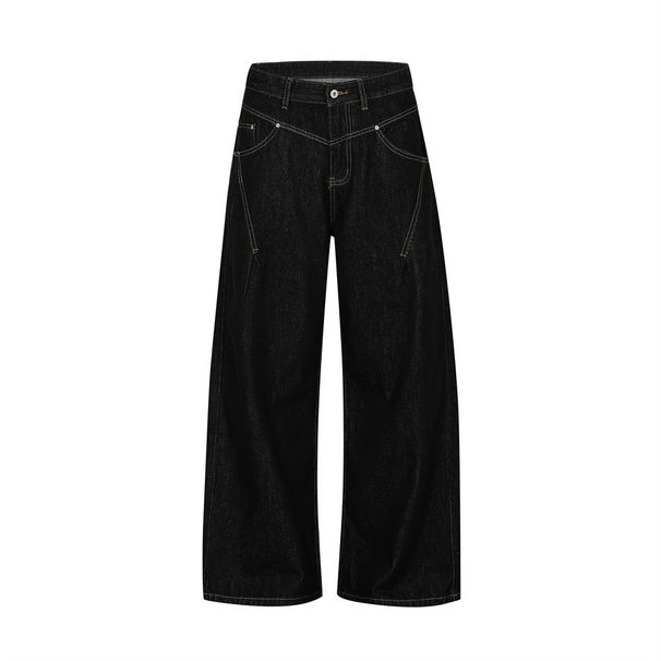 American High Street Denim Casual Men's Trendy Three-Dimensional Deconstructed Stitching Design Sense Pockets Loose_mkmklike.com