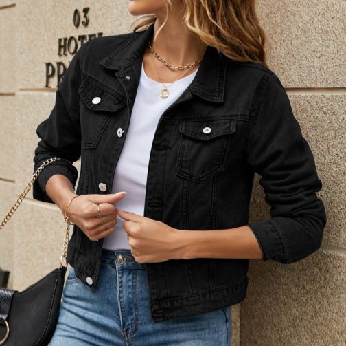 Trendy Oversized Denim Jacket – Button-Down Collar With Front Pockets (Yellow/Black/Pink/Red/White/Sky Blue, S-2XL)_mkmklike.com
