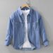 Retro Denim Long Sleeved Shirt, Men's Fashionable Casual Artistic Loose Top Jacket_mkmklike.com