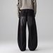 Men's Trendy Versatile Casual Washed Distressed Black Jeans High Street Style Loose Straight Leg Wide Leg Pants_mkmklike.com
