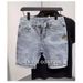 Men's Fashionable Embroidered Logo Casual Washed Blue Denim Shorts Youth Summer Trend Simple And Trendy Streetwear_mkmklike.com