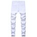 Men's White Jeans Fashion Hip Hop Ripped Thin Men's Denim Pants Slim Fit Stretch Distressed Zip Men's Jean Pants High Quality_mkmklike.com
