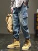 Men's Vintage Washed Cargo Pants – Retro Workwear Denim Joggers With Multi-Pockets (Sizes M-XXXL) Streetwear Utility Pants_mkmklike.com