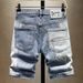 Men's Clothing Trendy High-End Ripped Denim Shorts For Men Eye-Catching Style Patchwork Straight Leg Five-Point Summer Fashion Trousers_mkmklike.com