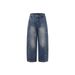 Men’S High Street Distressed Jeans – Relaxed Wide-Leg Straight Fit With Vintage Wash & Hand-Stitched Details (87.6% Cotton, Retro Blue)_mkmklike.com