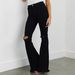 Women's Clothing Black Stretch Flared Jeans With Distressed Hem & Fringe – Slim Fit Mid-Rise Vintage Denim (S-XXL)_mkmklike.com