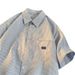 Striped Japanese-style Short-sleeve Shirt For Men, Summer Trendy Brand, Loose Casual Turn-down Collar Shirt, American_mkmklike.com