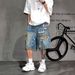 Men's Clothing Men's Trendy Loose Wide Leg Denim Shorts Graffiti Design High Street Style Five Point Pants Mid Length Straight Leg_mkmklike.com