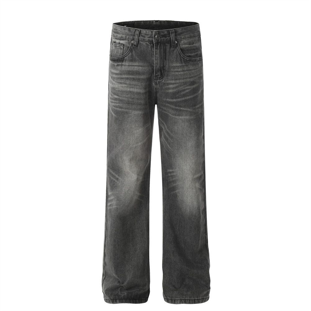 Punk Washed Gradient Denim Straight Men's Vintage Loose Dad INS Street Fashion American Style Long Pants_mkmklike.com