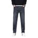 Autumn And Winter New High-end Retro Straight Men's Jeans Fleece Thickened Elastic Loose Casual Long Pants Men's Trend_mkmklike.com