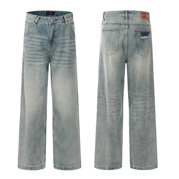 Vintage Washed Blue Ripped Jeans – Unisex American Retro Straight Fit Denim Pants (S-3XL, Cleanfit Style)_mkmklike.com