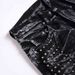 Vintage Punk High Street Slim Fit Distressed Studded Men's Jeans, Black Denim Pants For Teen Boys, Cotton Stretch Skinny Straight Leg Trousers_mkmklike.com