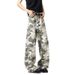 Suitable For All Seasons Gray White American Camouflage Jeans Men's Trendy High Street Hip Hop Straight Loose Wide Leg Long Pants_mkmklike.com