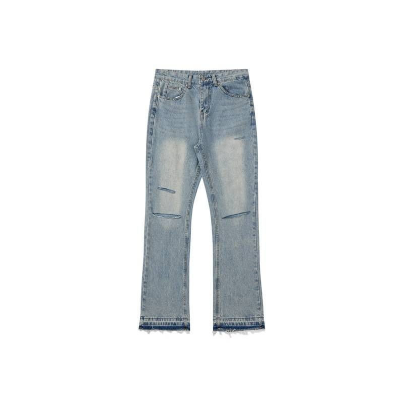 Men's Clothing Niche Trendy Brand Washed Old Loose Men's Hole Cleanfit Jeans_mkmklike.com