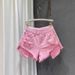 Summer Slim Fit High Waist Women's Denim Shorts Light Color Ripped Design Sexy a Line Wide Leg Hot Pants_mkmklike.com