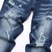 Men's Ripped Knee Distressed Slim Fit Skinny Jeans With Whisker Fading, Stretch Denim Trousers For Casual Street Style_mkmklike.com